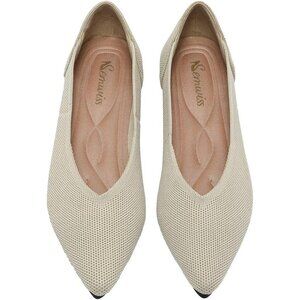 Women Pointed Toe Ballet Beige Flats Comfortable Casual Dressy Work Office Shoes